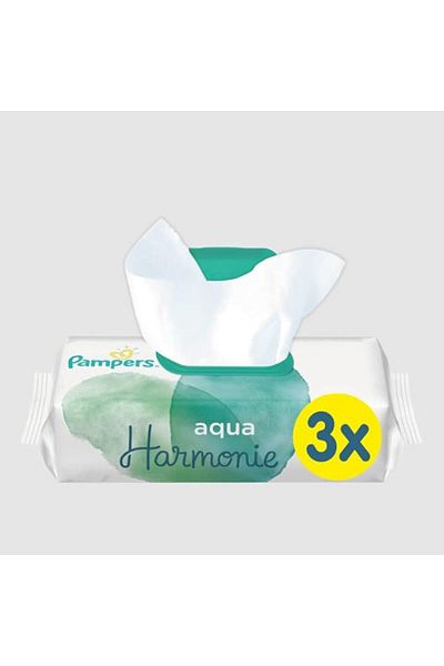 Pampers Aqua Harmony Wipes, 99% Water, Fragrance & Alcohol-Free, 6x144 (864 Total).