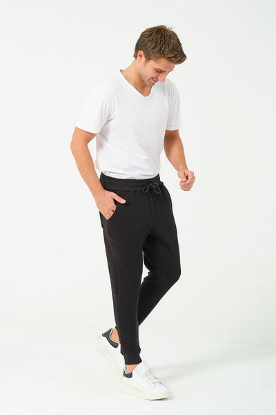 vawensea Men's Basic Winter Fleece Sweatpants Black