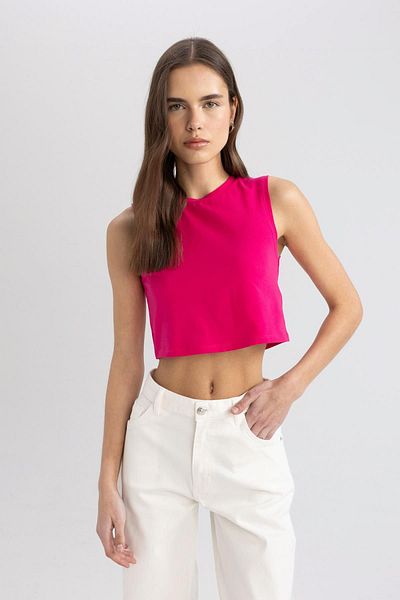 DeFacto Crop Crew Neck Basic Απλό εσώρουχο C6205ax24sm