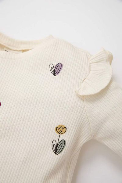 DeFacto Baby Girl Floral Print Long Sleeve Camisole T-Shirt - Crew Neck D3851A524Au