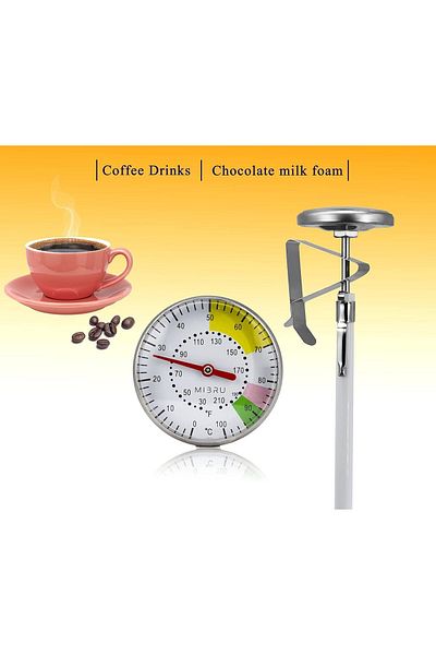 MIBRU Thermometer Kitchen Suitable for Milk Coffee and Water Silver Stainless Steel