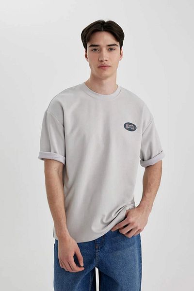 DeFacto Μπλουζάκι Airwalk Crew Neck Back Print από βαρύ ύφασμα - κοντό μανίκι, χαλαρή εφαρμογή C1019ax24sp