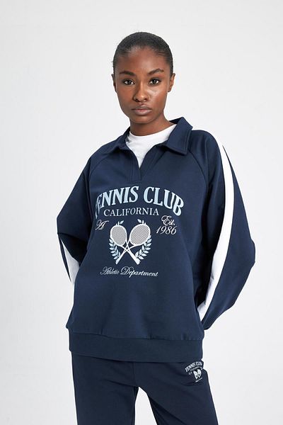 DeFacto Übergroßes Fitness-Sweatshirt mit Polokragen B4597ax24sp – breite Passform