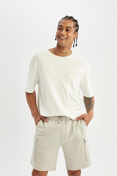 DeFacto Normale Passform Basic Straight Cargo Pocket Bermuda Shorts D0475ax24sm