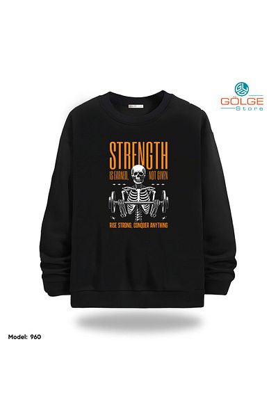 Gölge Store Gym Body Chest Printed Slimfit Crew Neck 2 Thread Unisex Sweatshirt