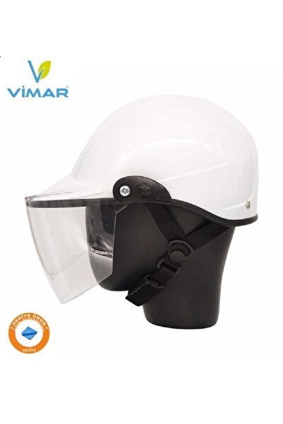 GÜÇLÜ Yerli Üretim Camlı Jokey Kask Beyaz