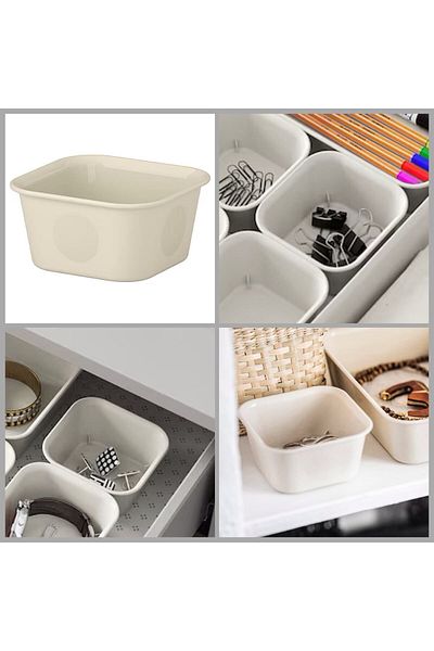 IKEA Nojig Beige 10x10x5 cm Κουτί Αρχειοθέτηση Organizer Organizer Επιτραπέζιο Συρτάρι Κουτί αποθήκευσης