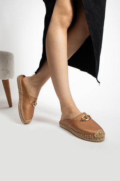 FOLLİNİ Papuci espadrille pentru femei din piele naturală de culoare bronz