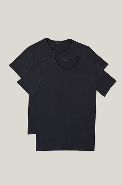 AC&Co / Altınyıldız Classics Ανδρικό Navy Blue Slim Fit Crew Neck 100% βαμβακερό πακέτο με 2 μπλουζάκια