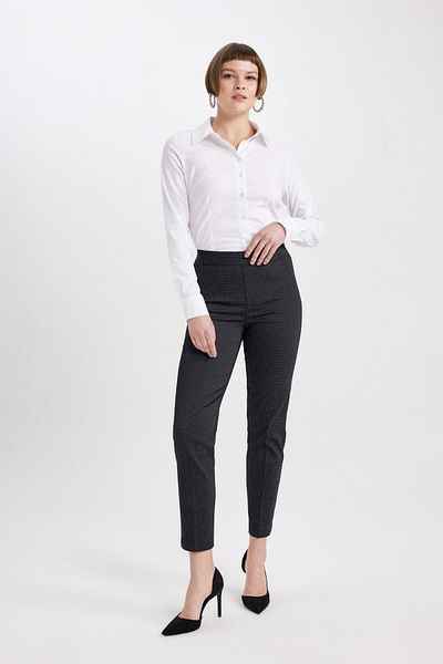 DeFacto Satin Cigarette Pants - Regular Waist, Elastic, Straight Leg J8741Az24Sm