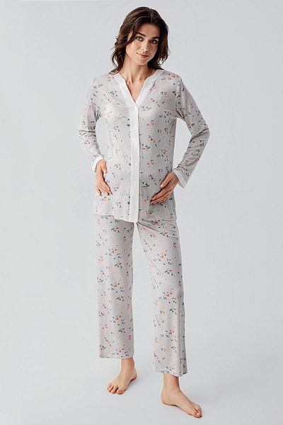 Artış Flexible Viscose - Long Sleeve Floral Patterned Pajama Set