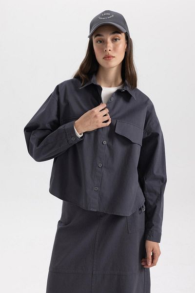 DeFacto Gabardine Relax Fit Langarm-Tunika-Shirt – B2677ax23au