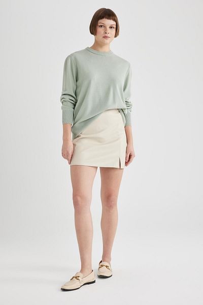 DeFacto Regular Fit Crew Neck Basic Plain Knitwear Sweater C0058Ax23Wn