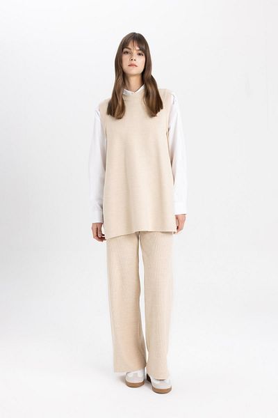 DeFacto Regular Fit Crew Neck Knitwear Basic Plain Long Jumpers B9830Ax24Sp