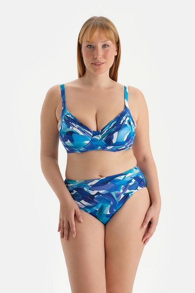 Dagi Blaues Bikini-Oberteil mit Lifting-Korsett-Effekt