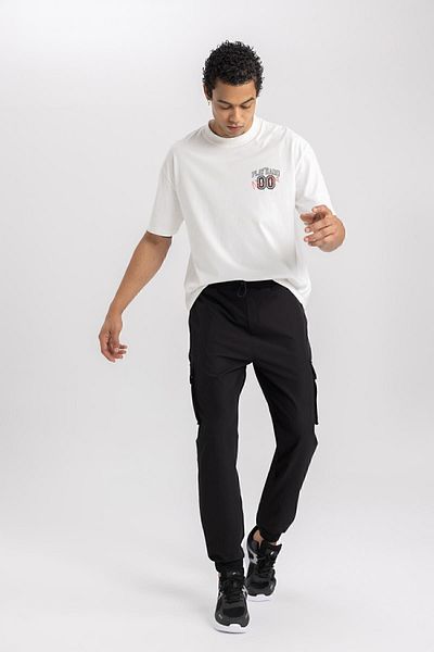 DeFacto Fitness Sportsman Jogger Sweatpants - Six Standard Fit Cargo, Υφαντό με τσέπες και Μέση στο πόδι, Ελαστικό C0043ax24