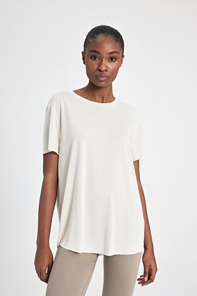 DeFacto Oversize sportovní tričko Modal Crew Neck – krátký rukáv B5536ax24sp