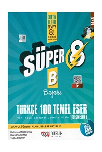 Nitelik Yayınları Nitelik 8. Sınıf Türkçe 100 Temel Eser Süper Soru Bankası N...