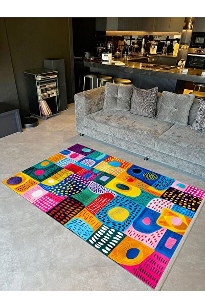 Rugs Modern Halı Paris Koleksiyonu Çok Renkli Şekiller Desenli Modern Dekoratif Halı paris30
