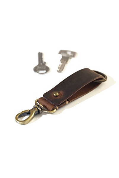 Hi Leather Virtus Hakiki Deri Kancalı Anahtarlık Camel