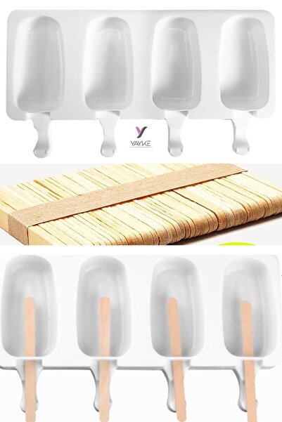 Yayke 4 قطع من قوالب الآيس كريم و50 قطعة من أعواد الآيس كريم