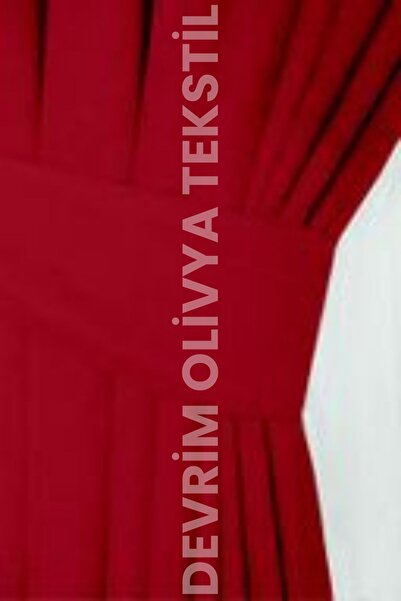 SHY TEKSTİL 1. Class Luxury Red Blackout Light Proof Background Curtain - Extra Strength Blackout