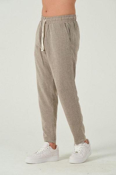RELAXL Brown Boyfriend Pants - 100% Cotton, Seasonal, Elastic Waist, Knitted Texture
