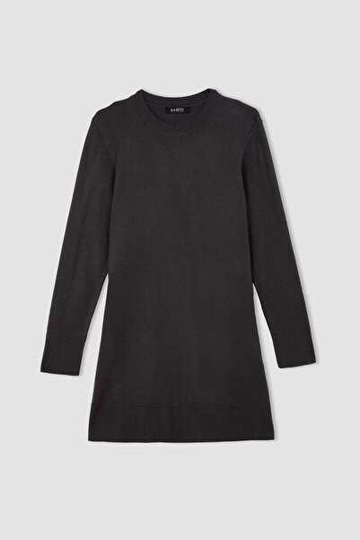 DeFacto Regular Fit Bisiklet Yaka Basic Kazak Tunik ANTHRA