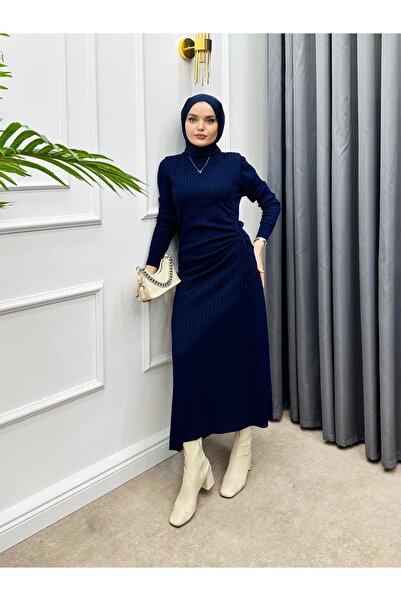 bezenstore YANDAN İP DETAYLI TRİKO ELBİSE