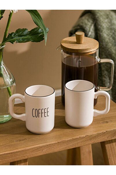 LC Waikiki Stylish Ceramic Mug Set with Ergonomic Handle - Set of 2 310 ml