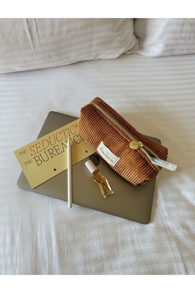 Punchiess Tan Velvet Pencil Case