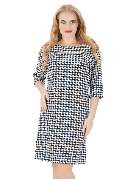 Sense Rochie în carouri cu mânecă lungă |   Elb32153 Crowbar albastru