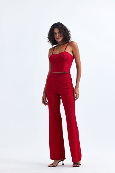 Sense Gloped Glittery Pukuro Evening Dress Bustier| Bust35453 Claret Red