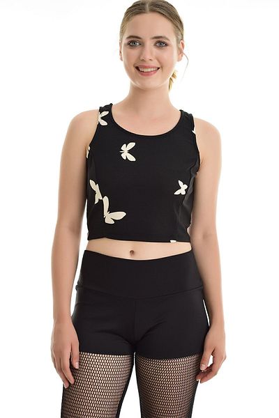 Sense Bluză cu model fluture |   Blz31640 Negru