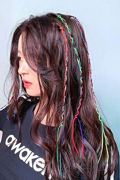 PETEK AKSESUAR Rainbow Fulaş Silk Bags Hair Braid Ornament 10 Pieces