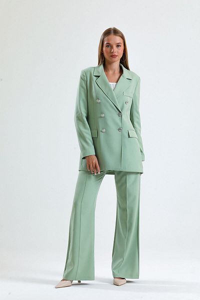Sense Hürrem Fabric Lined Oversize Blazer - Mildew Green| Ckt34236