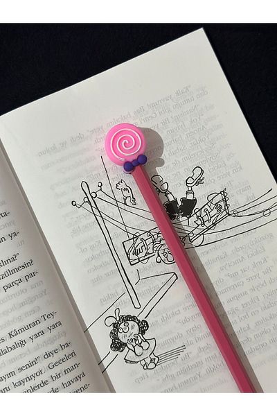 odaburada Cute Pencil Ornament-Pencil Head with Pink Candy Figure