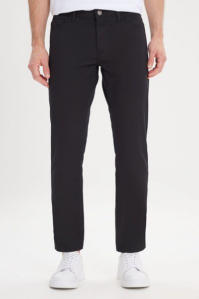 AC&Co / Altınyıldız Classics Pánske čierne elastické nohavice Slim Fit - Dobby s 5 vreckami