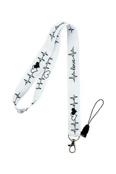 PABALAS Heart Patterned Rope Strap Name Card and Phone Strap