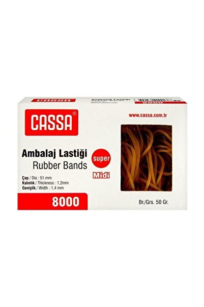 Cassa 8000 Ambalaj Lastiği (paket Lastiği) Yüzde 100 Kauçuk 50 Gram Midi