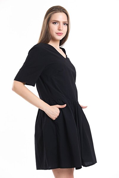 Sense Pocket Detailed Mini Dress| Elb34254 Black