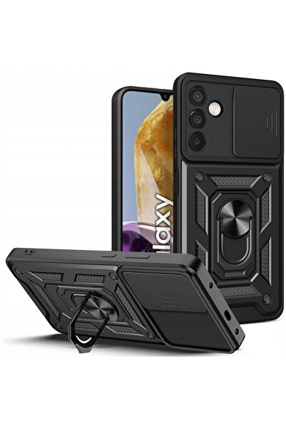 Fibaks Samsung Galaxy M15 Kılıf Kamera Korumalı Sürgülü Yüzüklü Armor Militar...