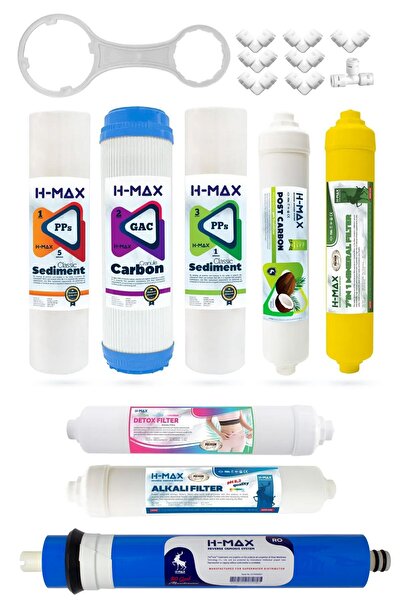 H-MAX Reverse Osmosis System H-max 80 Gpd Membranlı Açık Kasa Su Arıtma 8'li ...