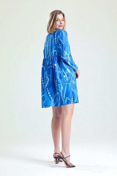 Sense Rochie cu model pentru guler de piscină cu șnur sub bust_elb32126 Albastru