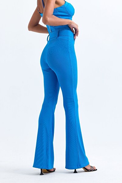 Sense Ottoman Trousers with Belt Detail| Pnt34753 Turquoise