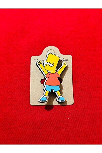odaburada Simpson Figürlü Uv Baskılı İğneli Ahşap Rozet