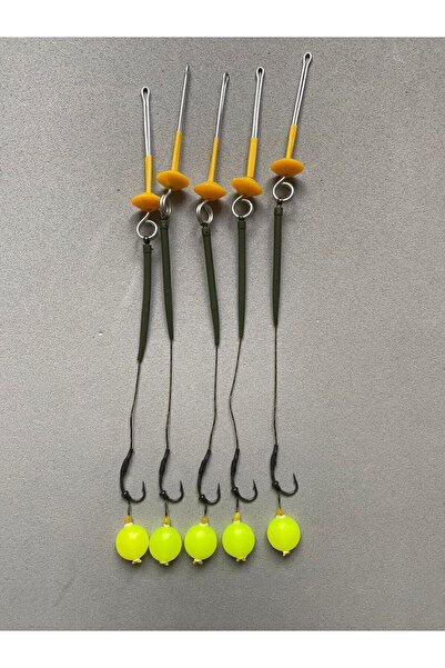 SAZAN RİG Küspe Aparatlı Fosfor Yeşili Yassı Boncuk Sazan Rig Takımii