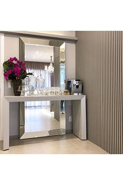 LUXURY VİLLA Luxury Dekoratif Boy Aynası 80x180 Beyaz Camlı Dresuar En150 Yük...