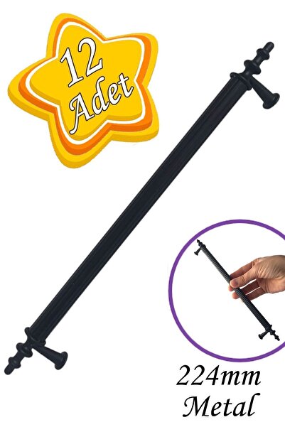 GLASWEN 12 Adet Erciyes kulp Siyah 224 mm Kulp Mobilya Mutfak Dolabı Çekmece ...