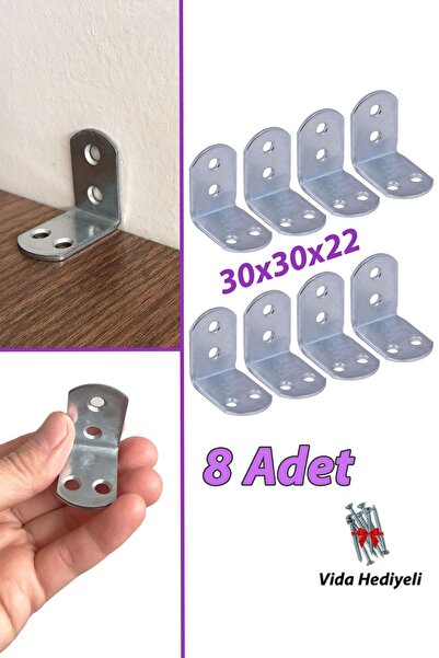 8 Pieces Furniture Wardrobe Wall Stabilizer Corner Connection L Iron Miter Earthquake Safety 30x30x22mm